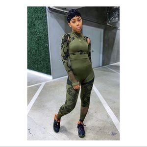 Women’s Camouflage Tracksuit Two Piece Pants Set
